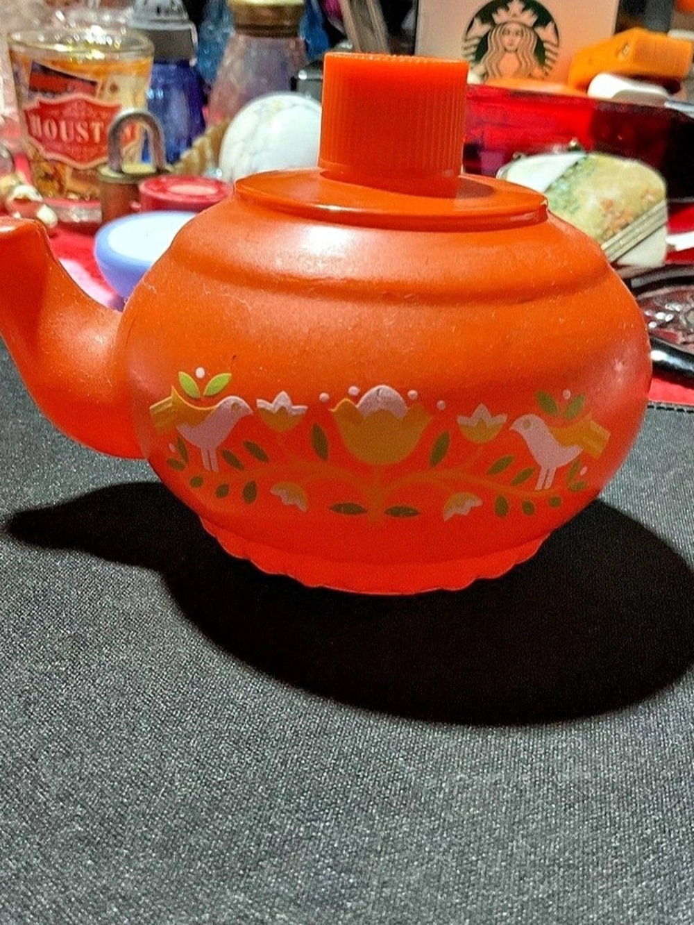 Avon Honeysuckle Foaming Bath Oil Teapot Decanter Orange